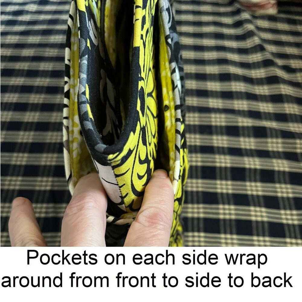 Vera Bradley Retired “Baroque” Handbag--Yellow, Gray, Black--Wraparound Pockets - Picture 3 of 16
